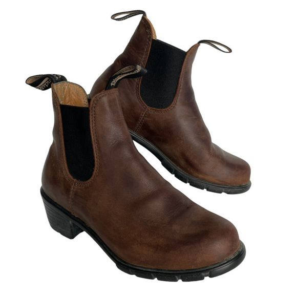 Blundstone 1673 Leather Chelsea Boots Pull On Round Toe Casual Brown 6.5 - Picture 2 of 11